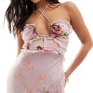ASOS Floral Halter Neck Dress